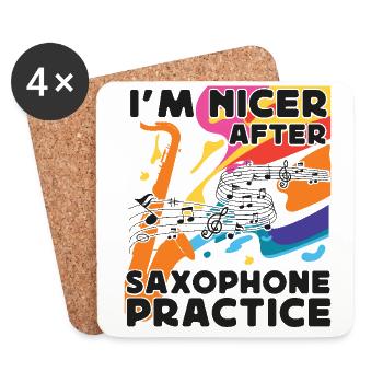 Saxophone I'm Nicer After - Untersetzer (4er-Set) - Weiß - Vorne