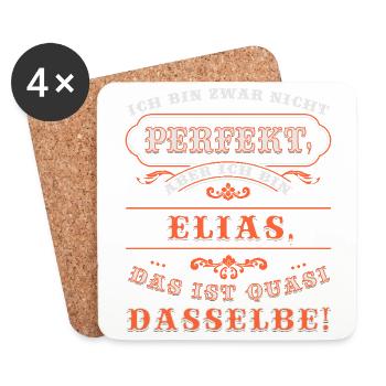 Funny ELIAS for Name Day with Name Name - Coasters (set of 4) - white - Front