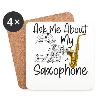 Saxophone Ask Me About My - Untersetzer (4er-Set) - Weiß - Vorne