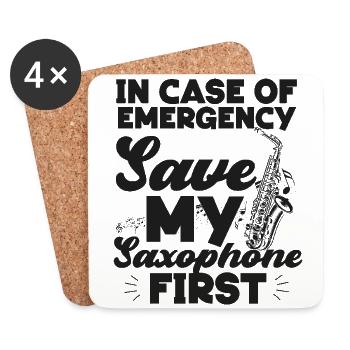 Saxophone en cas d’urgence - Dessous de verre (lot de 4) - blanc - Devant