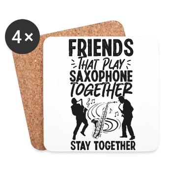Saxophone Friends Besties Buddies - Untersetzer (4er-Set) - Weiß - Vorne