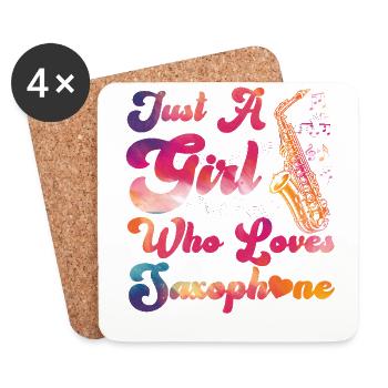 Saxophone Girl Just A Girl Who - Dessous de verre (lot de 4) - blanc - Devant