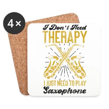 Saxophones Je n’ai pas besoin de thérapie I - Dessous de verre (lot de 4) - blanc - Devant