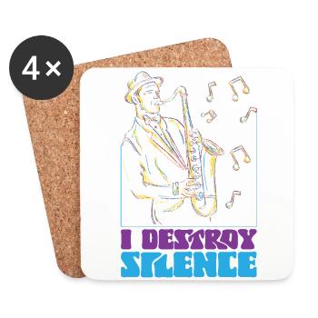 Saxophone I Destroy Silence - Untersetzer (4er-Set) - Weiß - Vorne