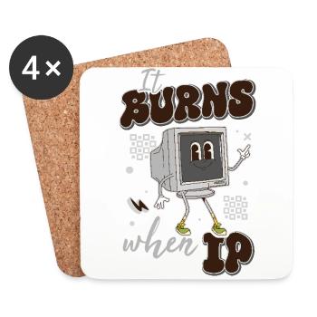 Lustiger Spruch "It Burns when i Pee"! - Untersetzer (4er-Set) - Weiß - Vorne