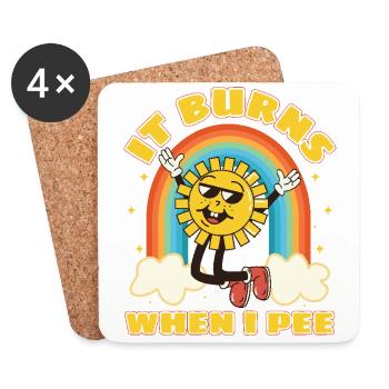 Funny saying "It Burns when I Pee"! - Coasters (set of 4) - white - Front