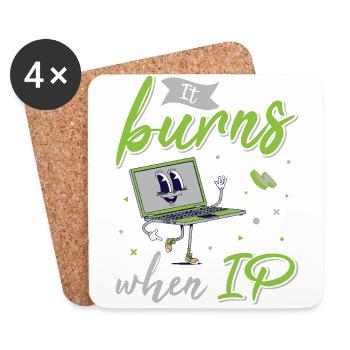 Lustiger Spruch "It Burns when i Pee"! - Untersetzer (4er-Set) - Weiß - Vorne