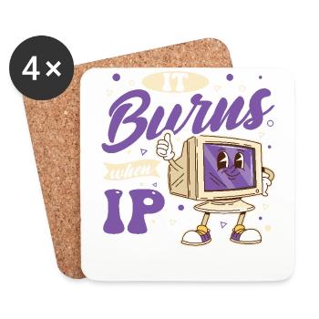 Funny saying "It Burns when I Pee"! - Coasters (set of 4) - white - Front