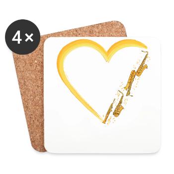Saxophone Heart - Coasters (set of 4) - white - Front