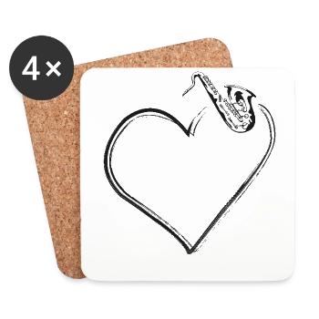 Saxophone Heart - Coasters (set of 4) - white - Front