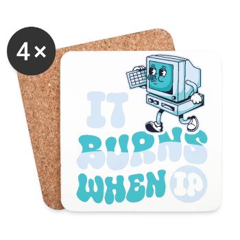 Lustiger Spruch "It Burns when i Pee"! Sarkastisch - Untersetzer (4er-Set) - Weiß - Vorne