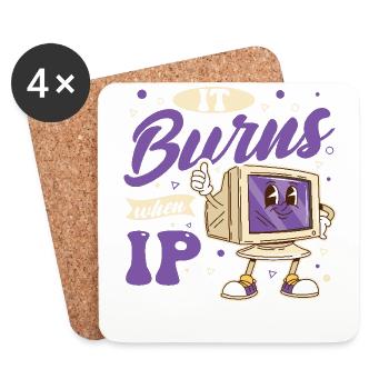Lustiger Spruch "It Burns when i Pee"! Sarkastisch - Untersetzer (4er-Set) - Weiß - Vorne