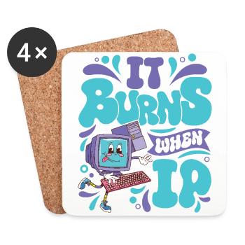 Lustiger Spruch "It Burns when i Pee"! Sarkastisch - Untersetzer (4er-Set) - Weiß - Vorne