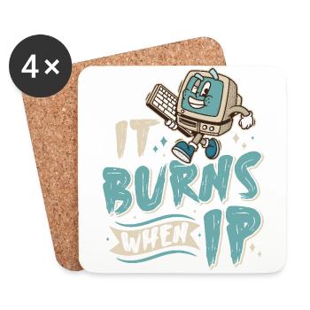 Lustiger Spruch "It Burns when i Pee"! Sarkastisch - Untersetzer (4er-Set) - Weiß - Vorne