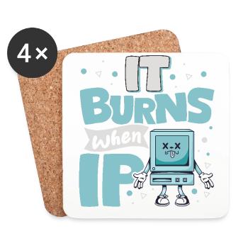 Lustiger Spruch "It Burns when i Pee"! Sarkastisch - Untersetzer (4er-Set) - Weiß - Vorne
