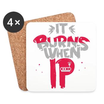 Lustiger Spruch "It Burns when i Pee"! Sarkastisch - Untersetzer (4er-Set) - Weiß - Vorne