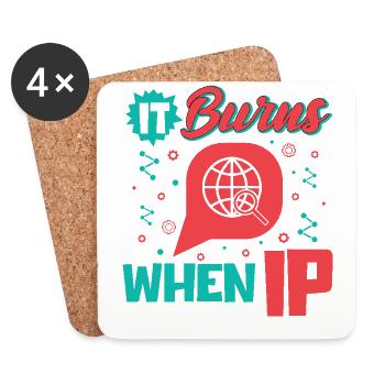 Lustiger Spruch "It Burns when i Pee"! - Untersetzer (4er-Set) - Weiß - Vorne