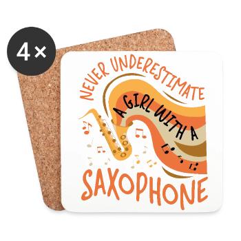 Saxophones Never Underestimate A - Coasters (set of 4) - white - Front
