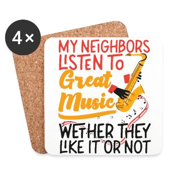 Saxophones My Neighbors Listen To - Coasters (set of 4) - white - Front