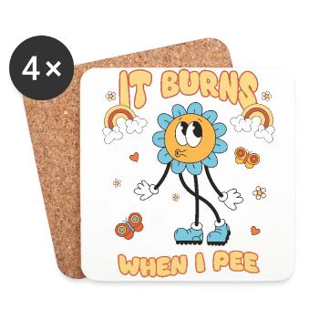 Funny saying "It Burns when I Pee"! - Coasters (set of 4) - white - Front