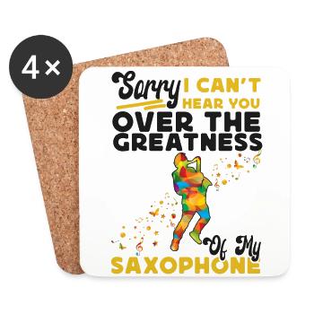 Saxophone Sorry I Can't Hear You - Untersetzer (4er-Set) - Weiß - Vorne