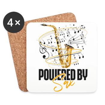 Saxophone Pun Powered By Sax - Coasters (set of 4) - white - Front