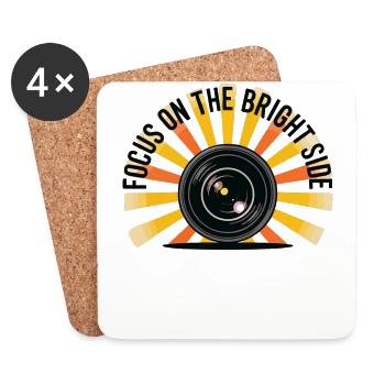 Focus on Bright Side Funny Camera Lens - Coasters (set of 4) - white - Front