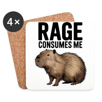 Wut Verschlingt Mich Lustig Capybara Albern Capy Humor - Untersetzer (4er-Set) - Weiß - Vorne