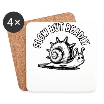 Escargot drôle Lent mais mortel Dessin animé drôle Graphique - Dessous de verre (lot de 4) - blanc - Devant
