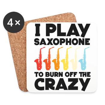 Saxophones Je joue des saxophones pour graver - Dessous de verre (lot de 4) - blanc - Devant