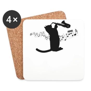 Saxophone Cat - Coasters (set of 4) - white - Front