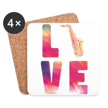 Saxophone Watercolor Love - Untersetzer (4er-Set) - Weiß - Vorne