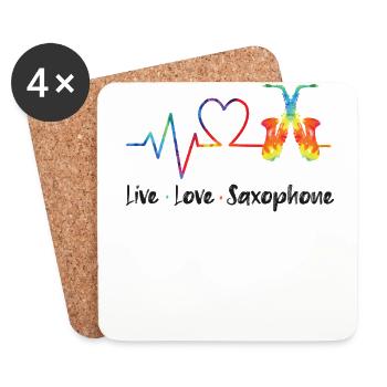Saxophones Tie Dye Live Love - Coasters (set of 4) - white - Front