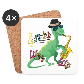 Saxophone T-Rex Jazz - Untersetzer (4er-Set) - Weiß - Vorne