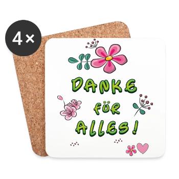 Danke für Alles - Untersetzer (4er-Set) - Weiß - Vorne
