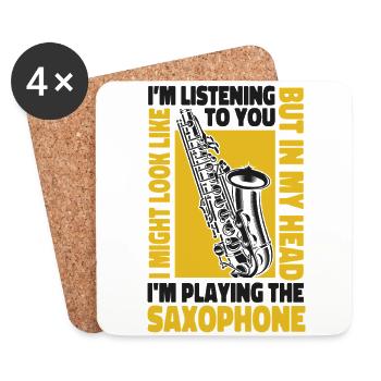 Saxophone I Might Look Like I'm - Coasters (set of 4) - white - Front
