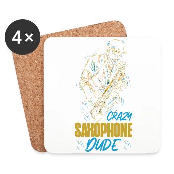 Saxophone Crazy Saxophone Dude - Dessous de verre (lot de 4) - blanc - Devant