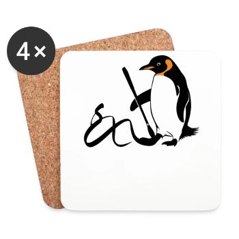 Penguin Calligraphy Artwork - Coasters (set of 4) - white - Front