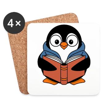 Penguin with book for bookworms - Coasters (set of 4) - white - Front