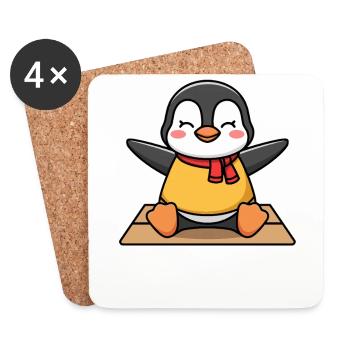 Relaxing Yoga Penguin for Kids and Families - Coasters (set of 4) - white - Front