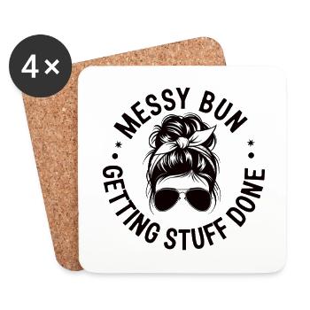 Chignon en désordre Faire faire des choses Nettoyage Humour - Dessous de verre (lot de 4) - blanc - Devant