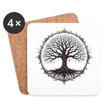 Ornamental Tree - Coasters (set of 4) - white - Front