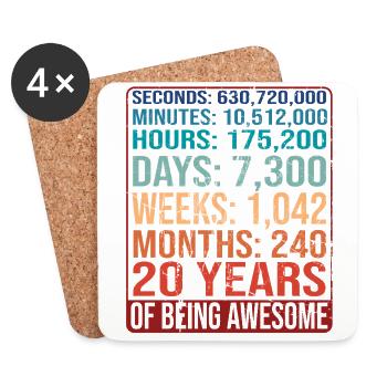 20 years old! Birthday Gift 20th Birthday - Coasters (set of 4) - white - Front