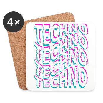 Techno House Party EDM Festival Goa Electro Rave - Dessous de verre (lot de 4) - blanc - Devant