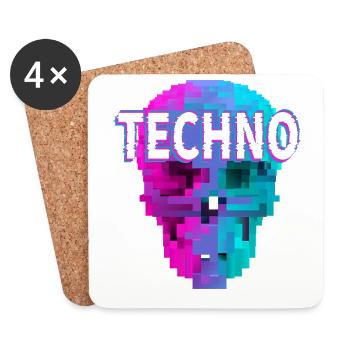 Techno House Party EDM Festival Goa Electro Rave - Coasters (set of 4) - white - Front