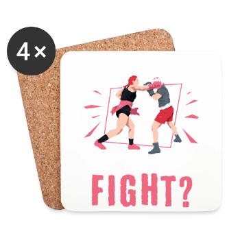 Boxer Girl Boxing Box Club, Damen Frauen Boxer - Untersetzer (4er-Set) - Weiß - Vorne