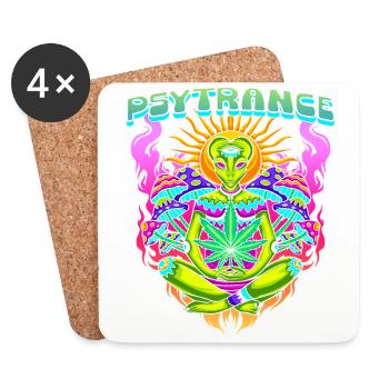 Techno House Party EDM Festival Goa Rave Psytrance - Coasters (set of 4) - white - Front