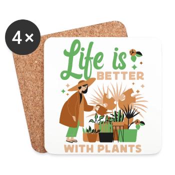Plant Lover Gardening Life Is - Untersetzer (4er-Set) - Weiß - Vorne