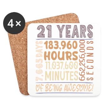 21 years old! Birthday Gift 21st Birthday - Coasters (set of 4) - white - Front