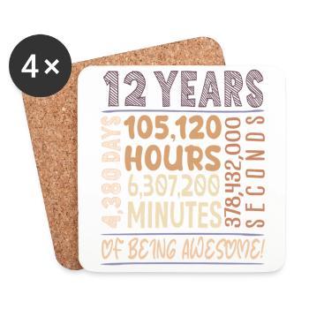 12 ans ! Cadeau d’anniversaire 12e anniversaire - Dessous de verre (lot de 4) - blanc - Devant